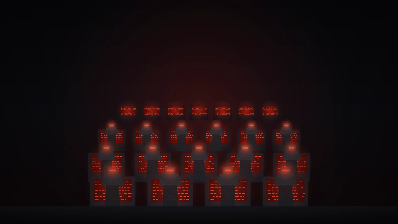Salle de calcul cyborg : le cybérien défile sur les consoles