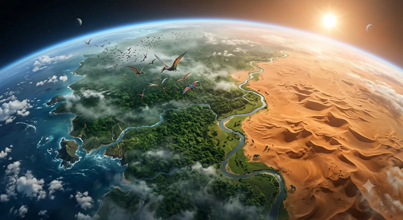 Vue orbitale de la planète sauvage Makar