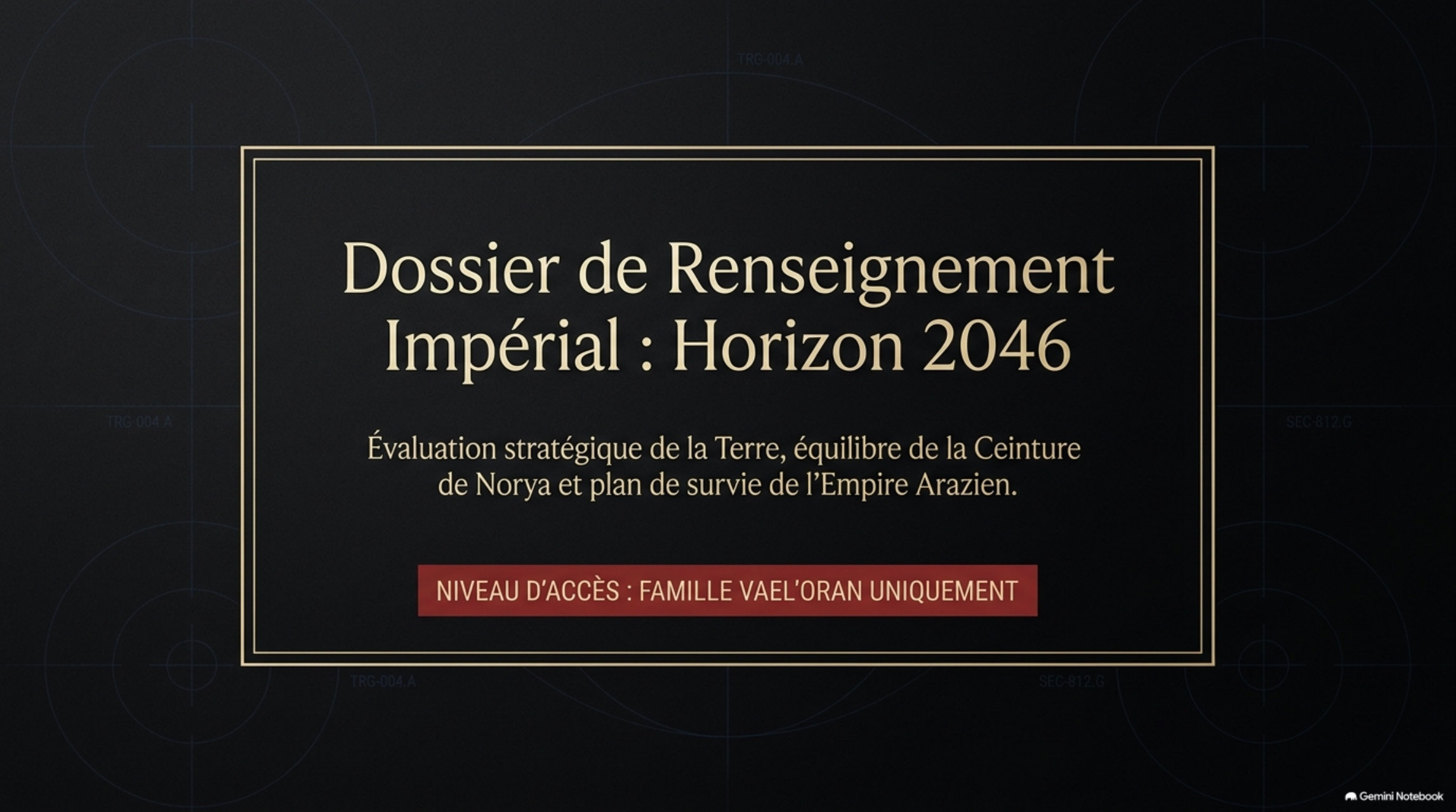 Dossier de Renseignement Impérial : Horizon 2046